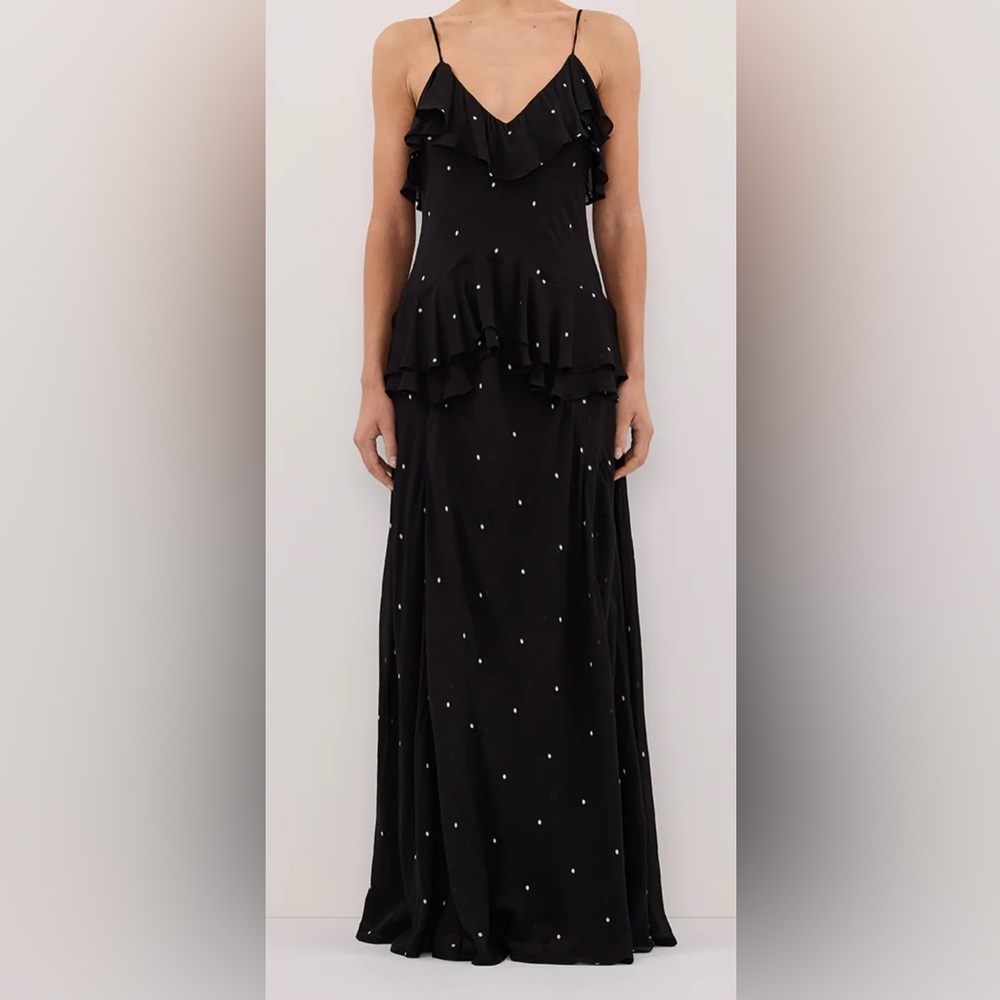 DISSH Black Maxi Skirt with White Dots